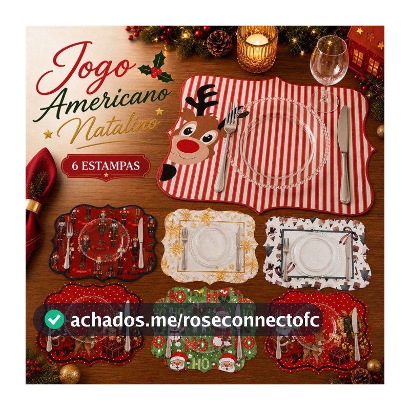Jogo Americano Natalino Kit 2 4 ou 6 Peças Estampas de Natal Mesa Posta Decoração Natalina
