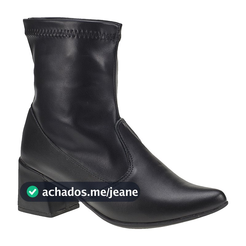 Bota Feminina Cano Curto com Stretch Salto Grosso e Bico Fino Moda Fashion 067