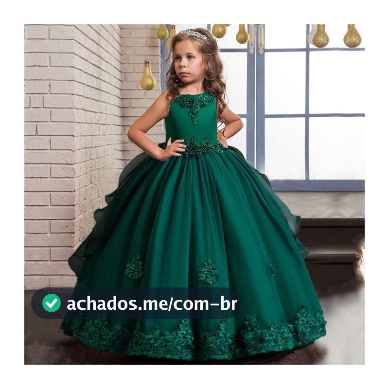 Princesa Vestido Longo Formal Primeira Comunhão De Festa Infantil Noiva Ocasião Vestidos De