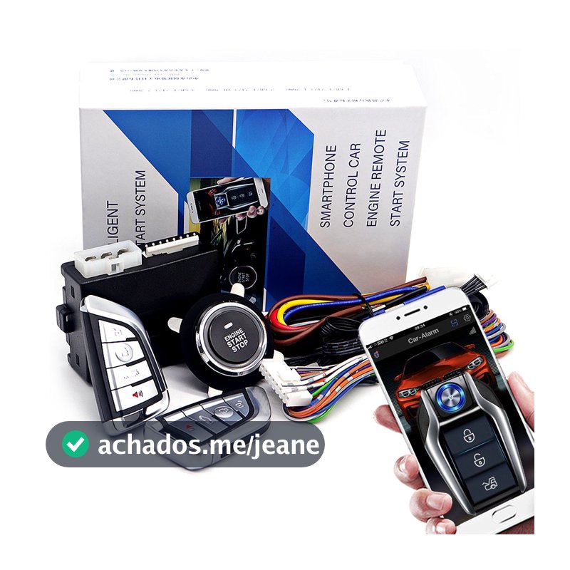 Alarme de carro com partida remota e botão de partida do motor, aplicativo inteligente, sistema de parada e partida remota para carros, sistema de partida por pressão do motor com ignição automática remota