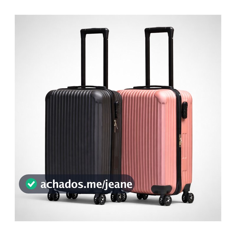 Kit 2 Malas de Viagem Pequena de Bordo RZNL com rodinhas 360º graus conforme ANAC 55x34x23 cm