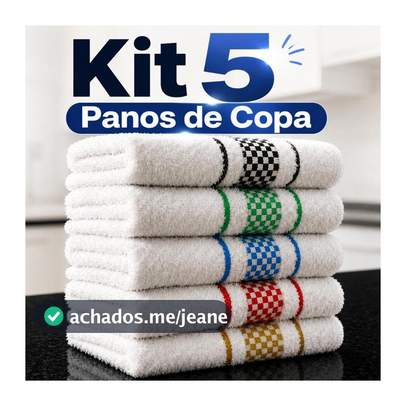 Kit 5 Panos de Prato Xadrez Gourmet  Atoalhado 45x70 Copa Toalha De Cozinha