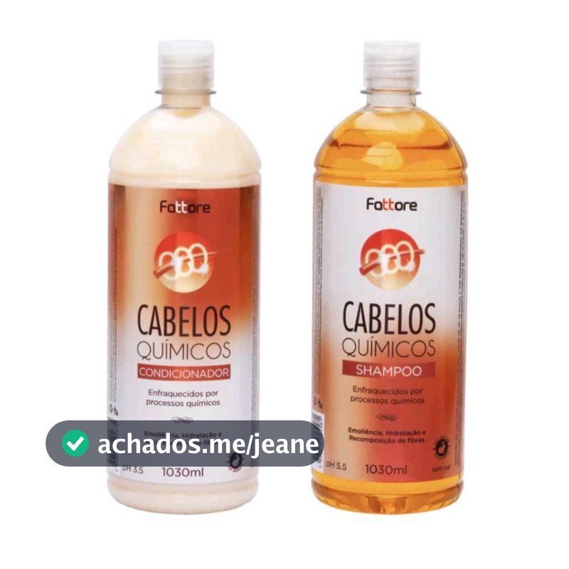 Kit Shampoo + Condicionador Pós Química para Cabelos Enfraquecidos e Danificados 1L Fattore 1030ml Hidratação e Recompos