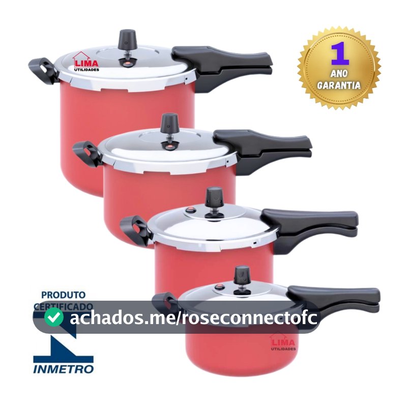 Panela De Pressão Vermelha Fechamento Externo 3 - 4,5 - 7 ou 10 Litros Selo Inmetro Garantia 1 Ano