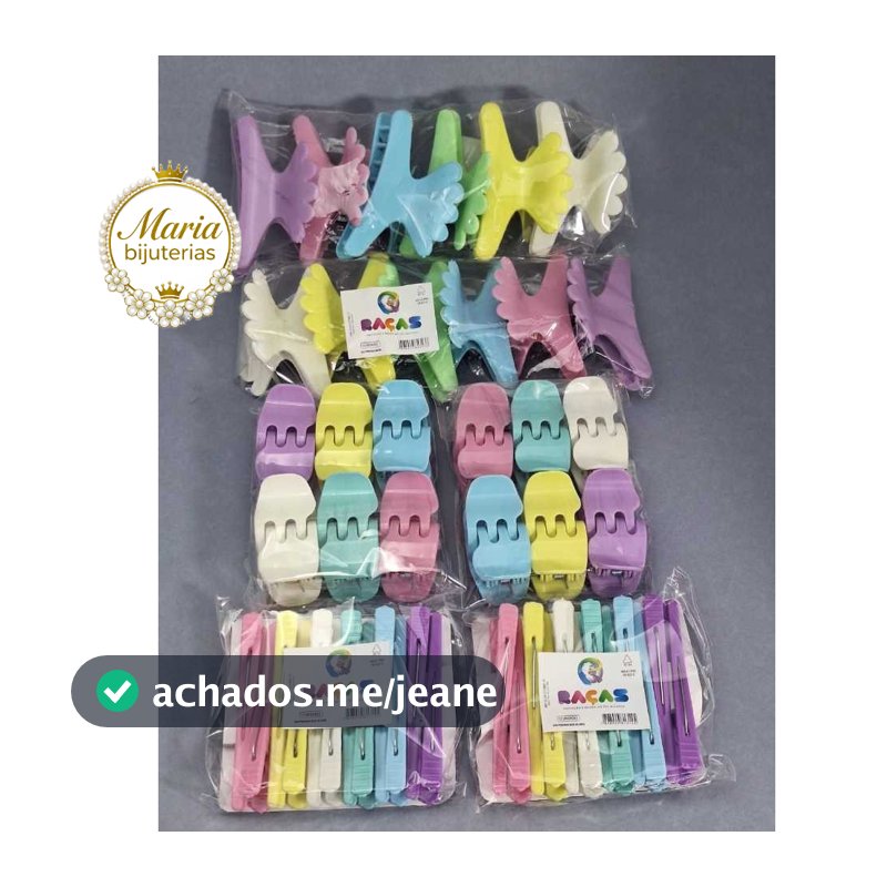 kit 60 acessórios de piranhas bico de pato presilha salão tridente prendedor de cabelo