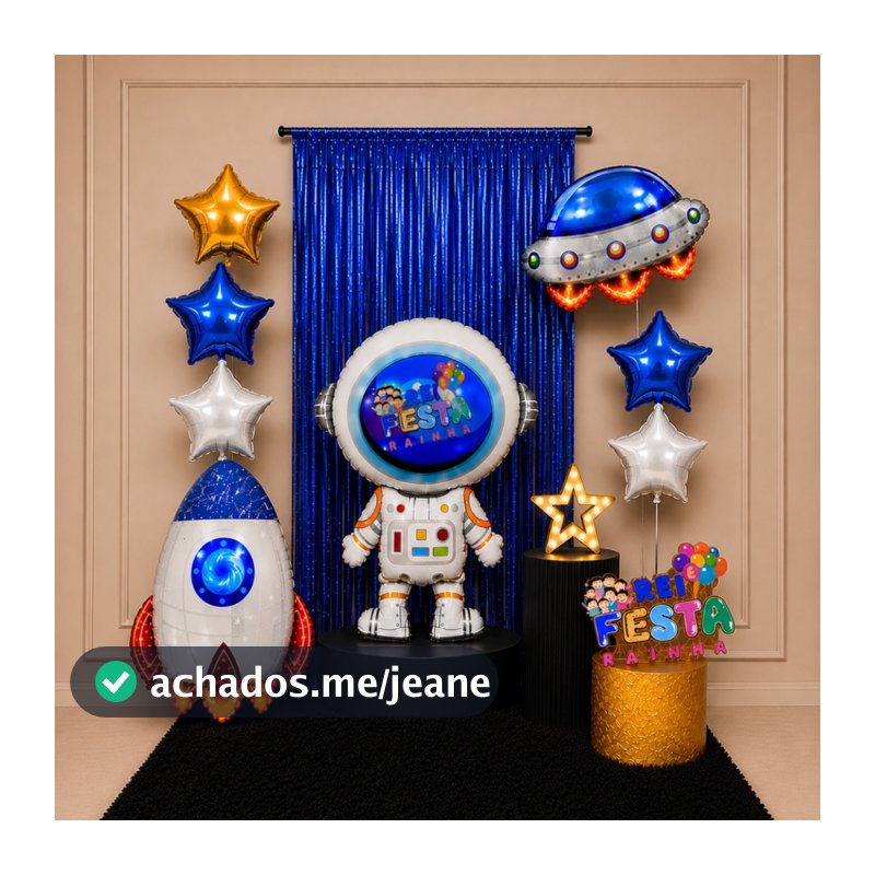 Kit Completo Astronauta C/9 Balões + 2 ou 1 Cortina ou Kit C/ 9 Balão , Festa, Decoração, Aniversário temático, eventos