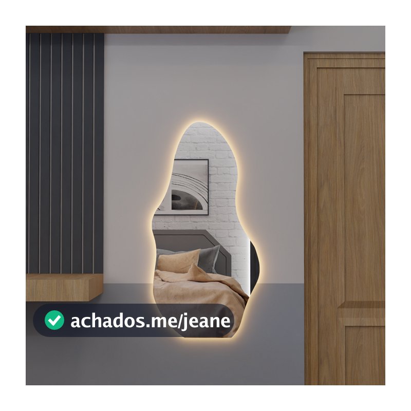 Espelho Organico E15 Com Led Luz Branca e Amarela Corpo Inteiro Sala Quarto Salão