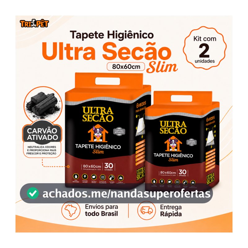 Tapetes Higiênicos 80x60 30/60 unidades Ultra Secão Carvão Ativado para Cães e Gatos Pets Grande
