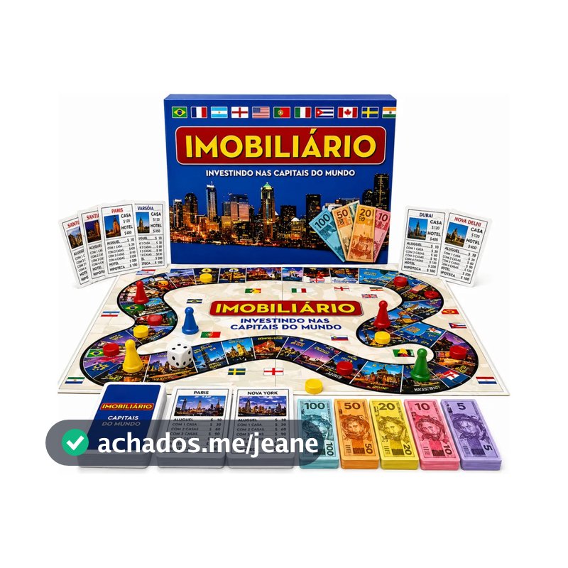 Jogo Imobiliário Tabuleiro Capitais Mundo Completo Infantil