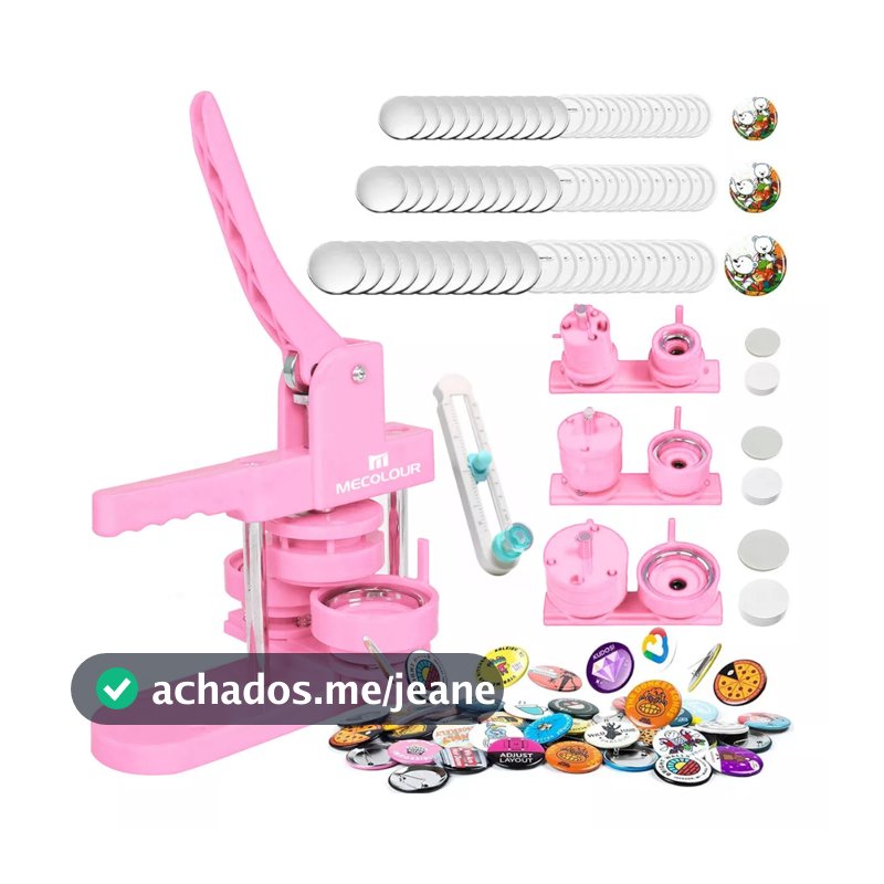 MECOLOUR Máquina de Botões 3 em 1 32/44/58mm Redondo, Quadrado e Coração com Kit Completo DIY