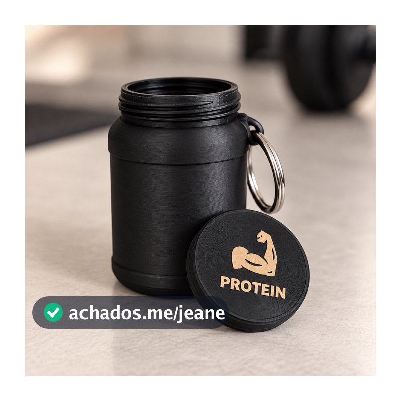 Chaveiro porta Whey/Creatina Mini Pote de Suplemento Academia Musculação Fitness