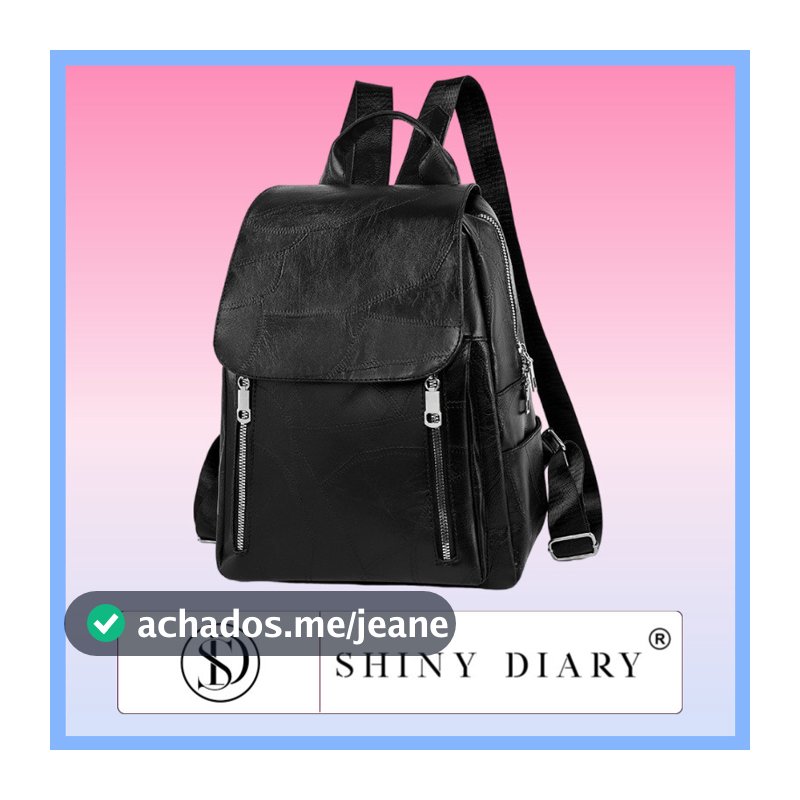 Mochila Feminina de Grande Capacidade para Escola e Trabalho em Couro Sintético