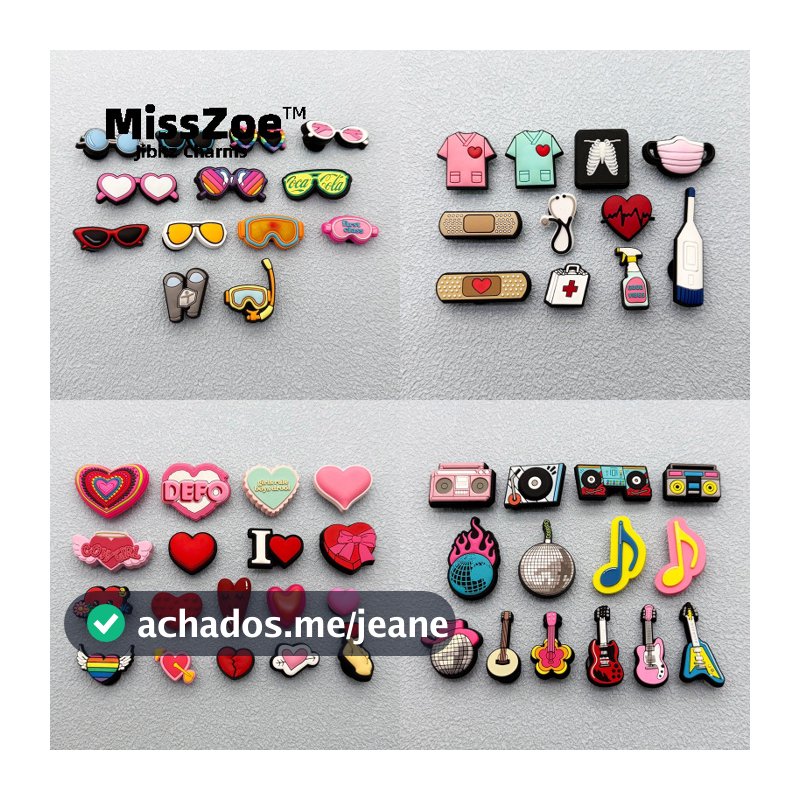 Miss Zoe Slippers charms Halloween Buraco Sacos Acessórios Dos Desenhos Animados Coração Guitarra musical