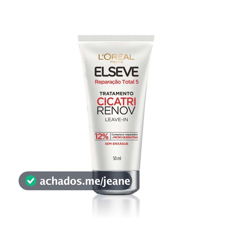 Leave-in de Tratamento com Reparação Imediata, Proteção Térmica, 10 em 1, L'Oréal Paris Elseve Cicatri Renov 50ml