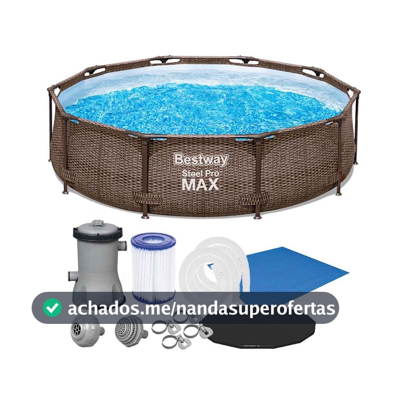 Piscina Estrutural 4678L Circular Deluxe + Filtro 110V ou 220V + Capa + Forro Bestway