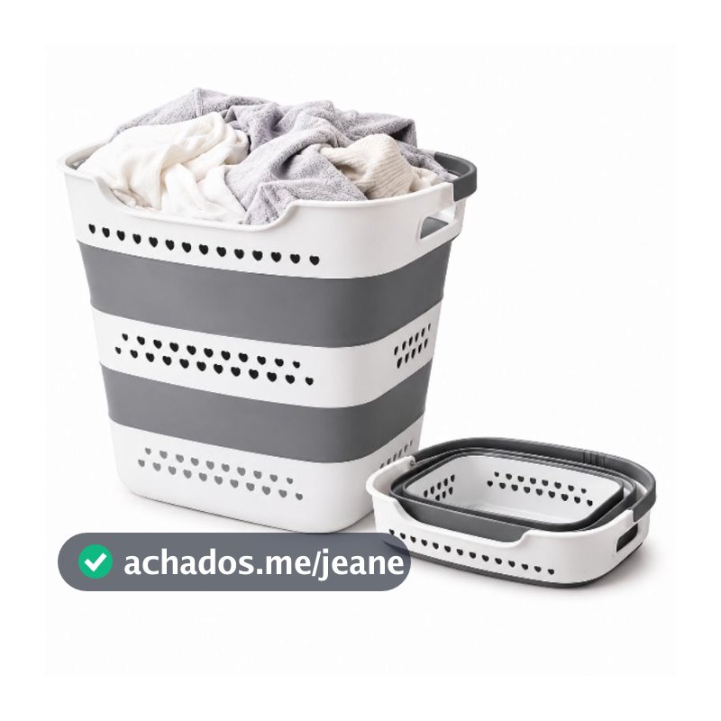 Cesto de Roupa Suja Dobrável Retrátil Grande 40L – Organizador para Lavanderia, Banheiro e Casa