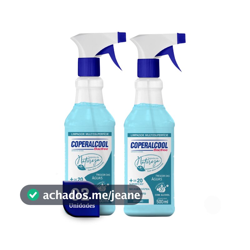 Kit 02un Limpador Multiuso Pulverizador 500ml Coperalcool Bacfree