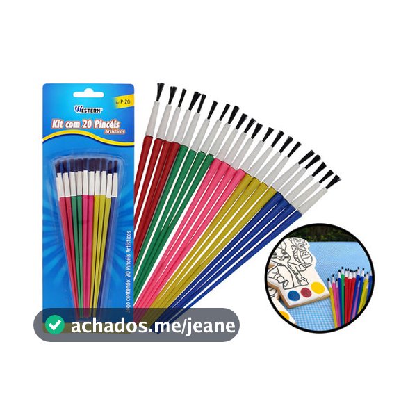 20 Pincel Escolar Infantil Pintura Artes P/ Guache Atacado