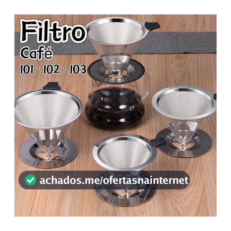 Coador de Café Aço Inox P/M/G Reutilizável Filtro Permanente Sem Papel (Camada Dupla)