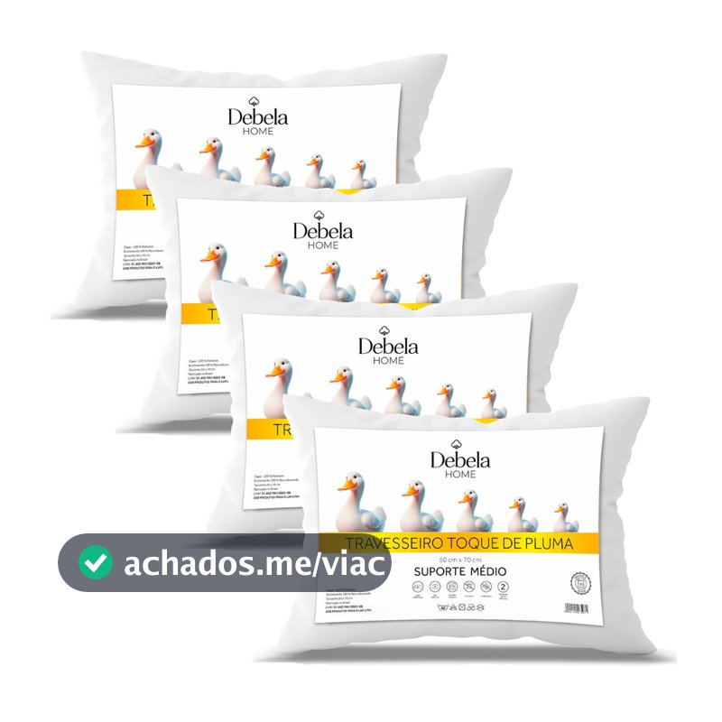 Jogo C/ 4 ou 2 Travesseiro Pluma de Ganso Confortavel e Macio Antiacaro 50x70cm