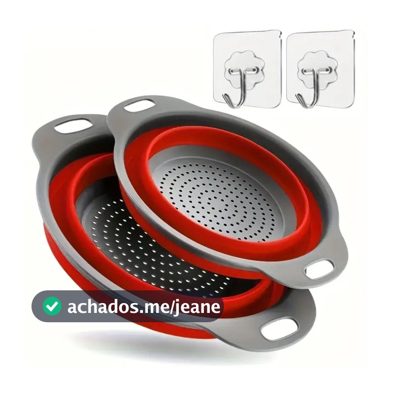 Escorredor De Macarrão E Alimentos Retrátil De Silicone Redondo