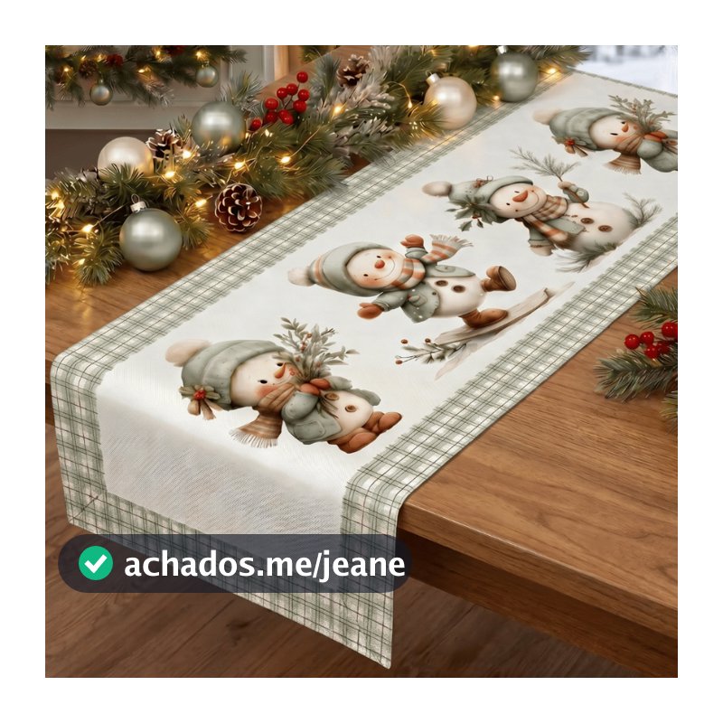 Caminho de Mesa 1,20x45 Coleção Natal Decoração Exclusiva Para Cozinha Sala de Jantar