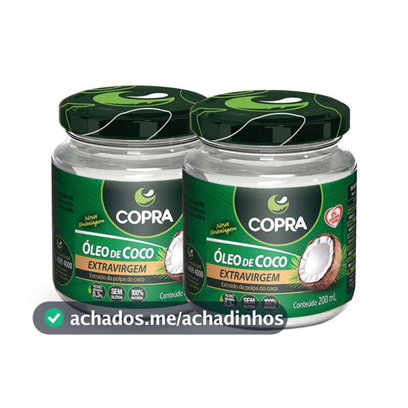 Kit com 2 unidades Óleo de Coco Extra Virgem 200ml Copra