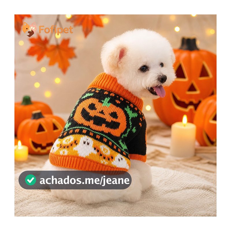 Fofipet Suéter De Malha Para Cachorro De Abóbora De Halloween , Roupas Quentes Animais De Estimação Com Gola Alta , Fant