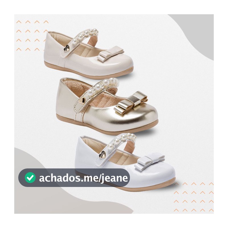 Sapatilha Infantil Bebê Menina Batizado Feminino Laço Pérola Festa 99207 Pequito