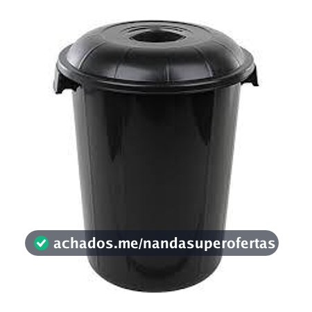 Lixeira Com  Tampa Preta Cesto Balde De Lixo Grande