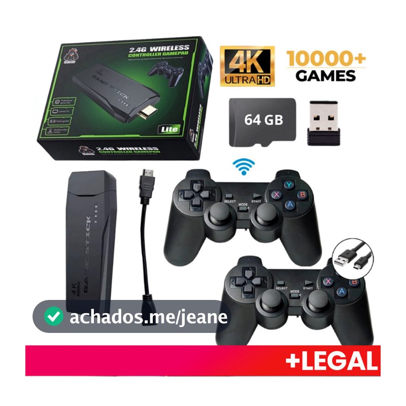 Video Game Stick 10 mil Jogos Retrô Antigo 4K Controle Sem Fio Portátil Original Presente