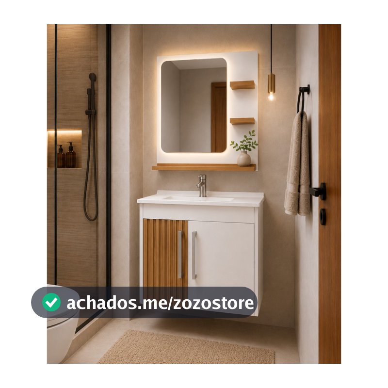 Conjunto Gabinete C/ Espleheira P/ Banheiro Iris 60Cm