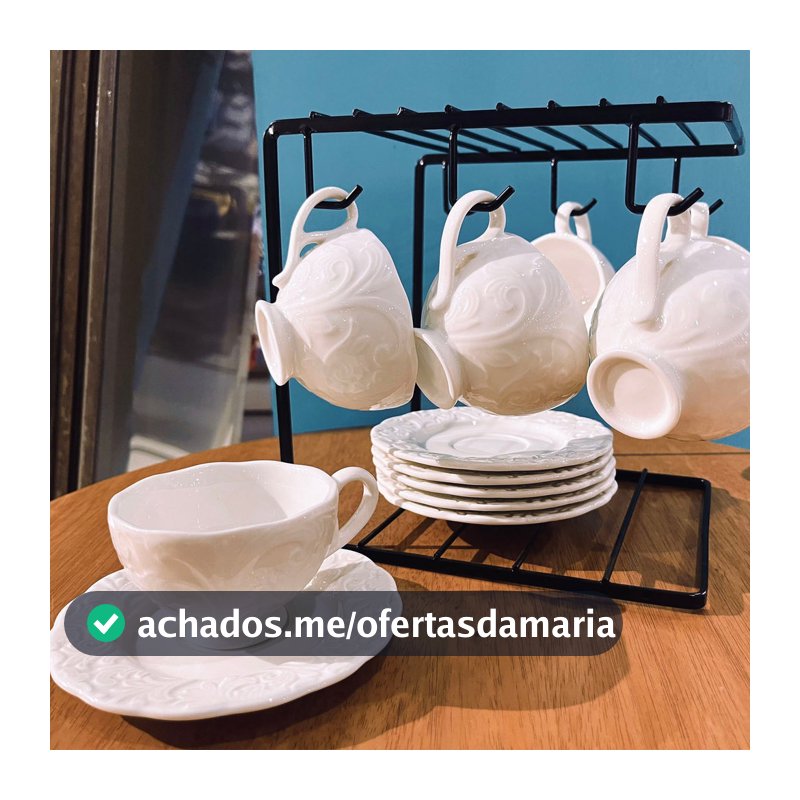 Conjunto Xícaras Café Luxo 12 Peças - 6xicars 6Pires Elegantes - Presente Fino