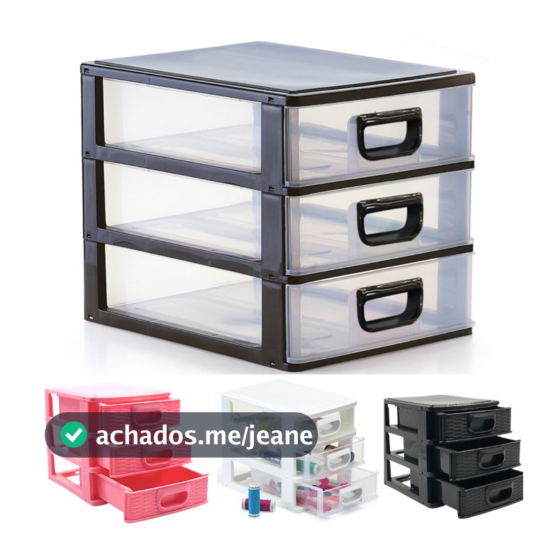 Gaveteiro Organizador De Mesa - Acessórios Brincos Maquiagem Remédio Medicamento Linhas Costura-3 Gavetas