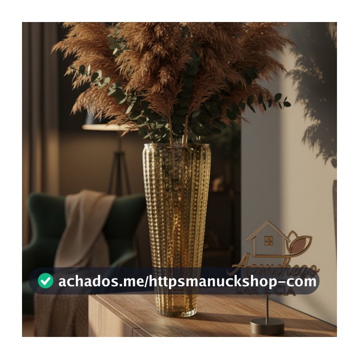 Vaso Mississipi em Vidro Texturizado Âmbar 52cm