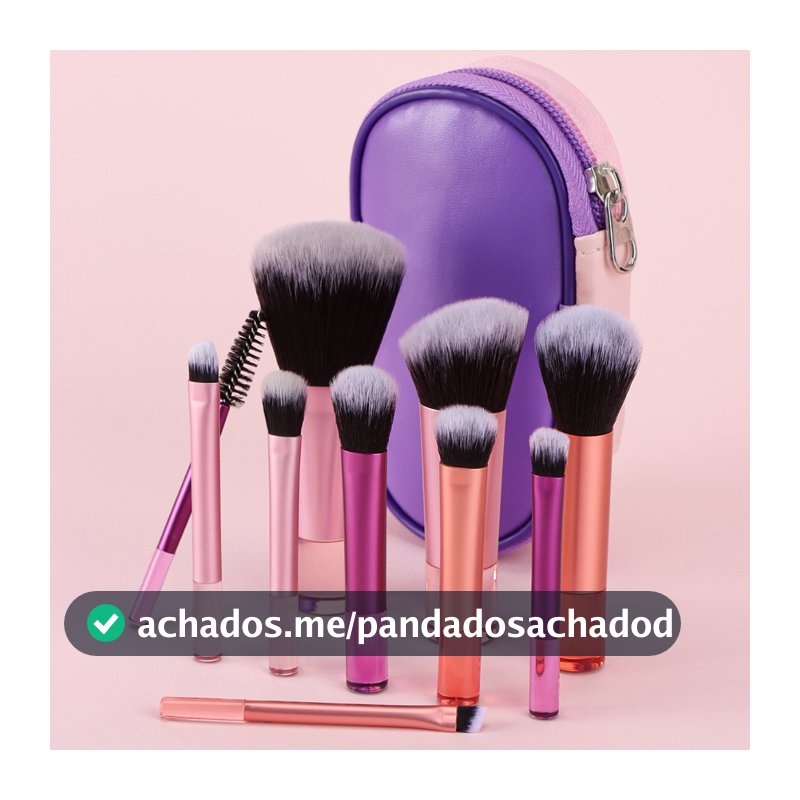 Kit 10 mini pincéis para Maquiagem com estojo bolsa para viagem 024-140