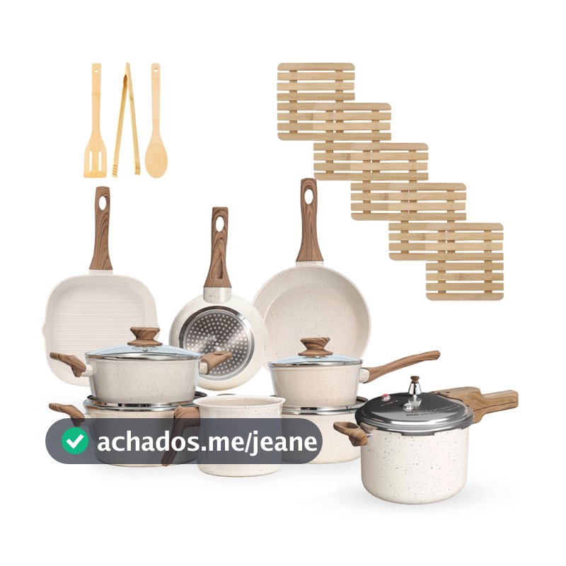 Jogo de Panelas 17 Peças Premium Indução Revestimento Cerâmico Antiaderente 4mm