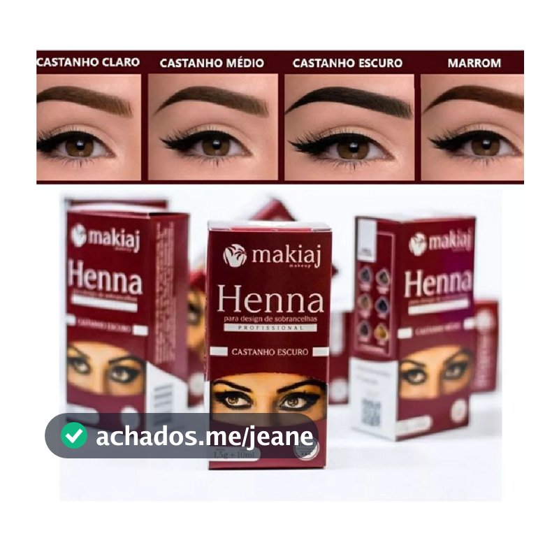 Henna Design De Sobrancelha Dappen + Pazinha Medidora Makiaj Cor Preto e outras cores