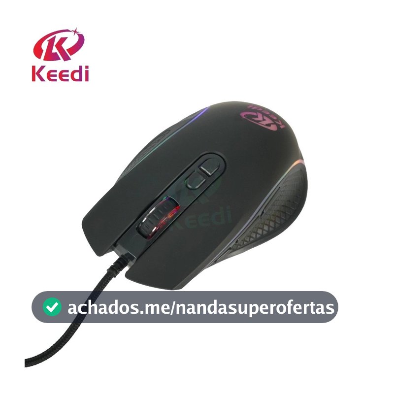 Mouse Gamer Ergonômico RGB Até 7200dpi Com fio 1.5M Keedi MOU903
