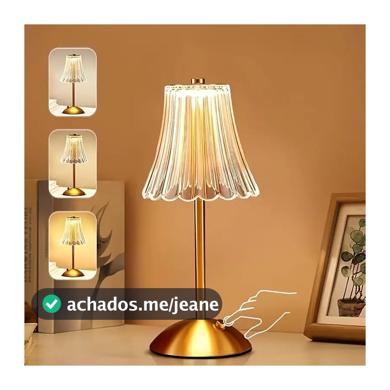 Luminária Abajur de Mesa com Barra de LED para Iluminação Interna, Sensor de Toque, Sem Fio e Três