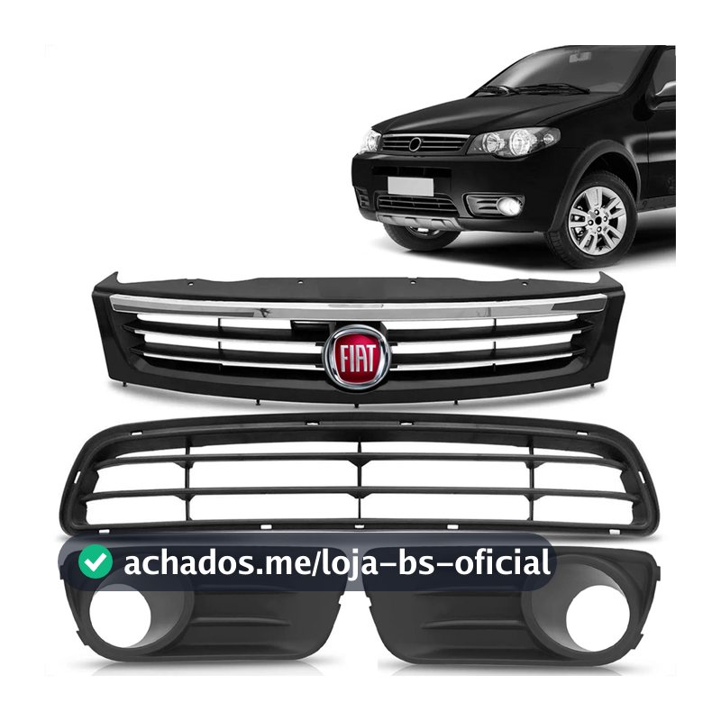 Kit Grades Parachoque Moldura Farol Milha Palio Siena G3 Way Fire Economy 2004 A 2016 + Emblema