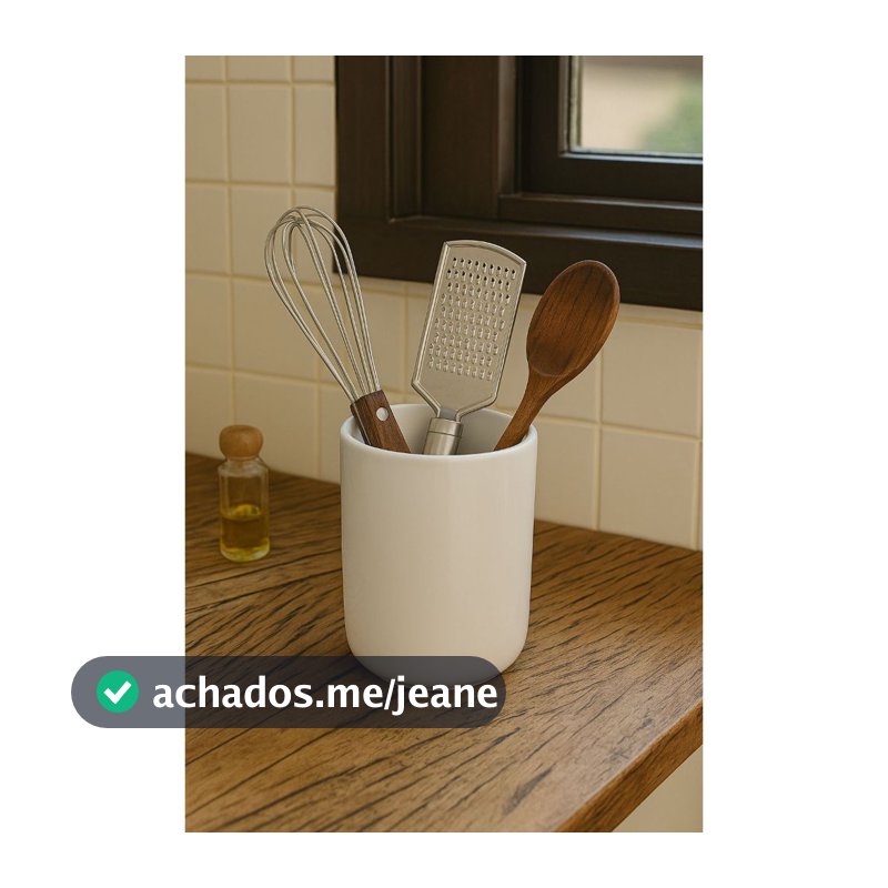 Porta Utensílios Cerâmica Branca Talheres Cozinha Organização Casa Moderno Resistente Sofisticado