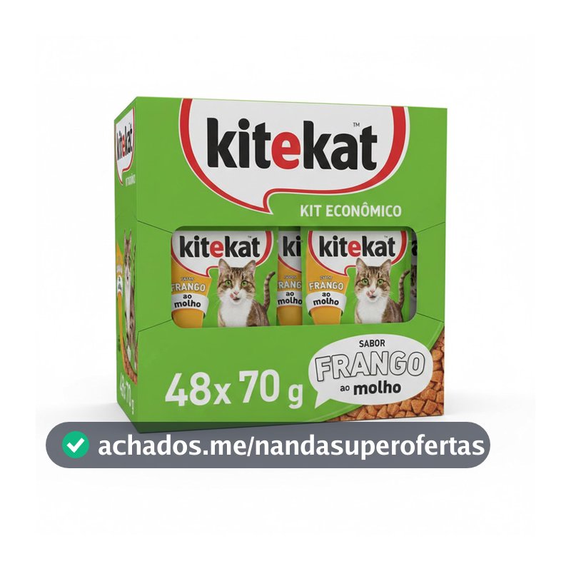 Kit Ração Úmida Kitekat Sachê Frango ao Molho para Gatos Adultos 48 Unidades