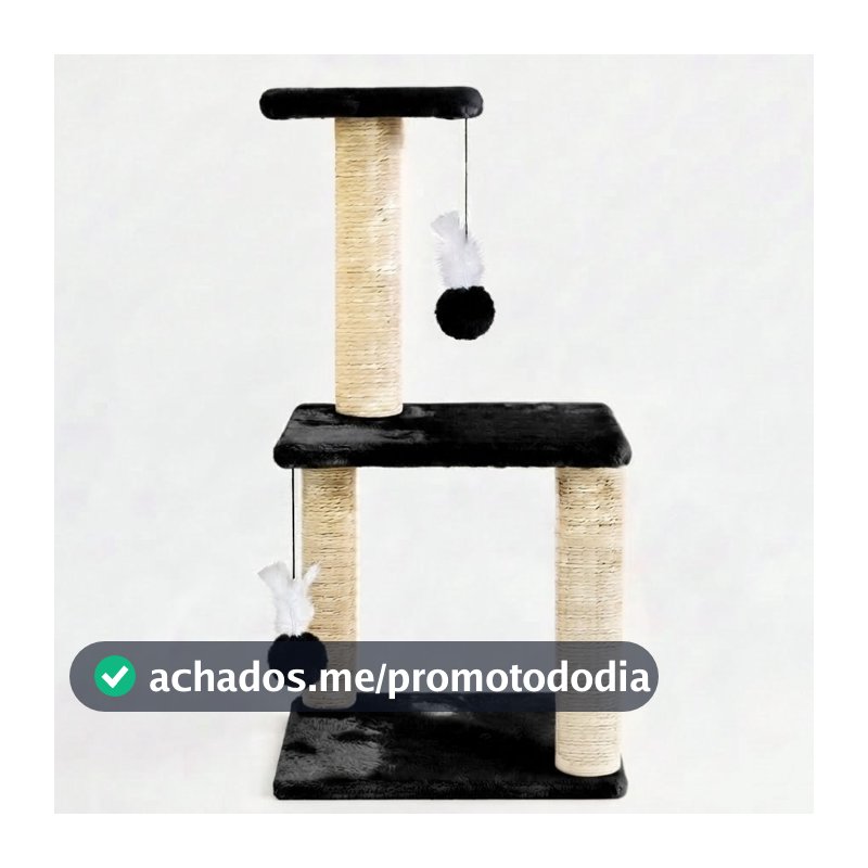 Arranhador para Gatos Pet Três Andares com Sisal e Base Estável Com Brinquedo