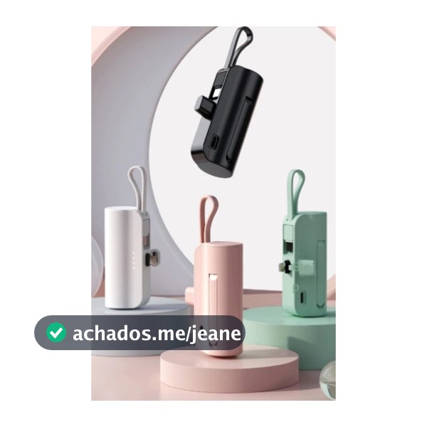 Mini Power Bank 5000mAh 2 em 1 Carregador Portátil para iPhone e Tipo C