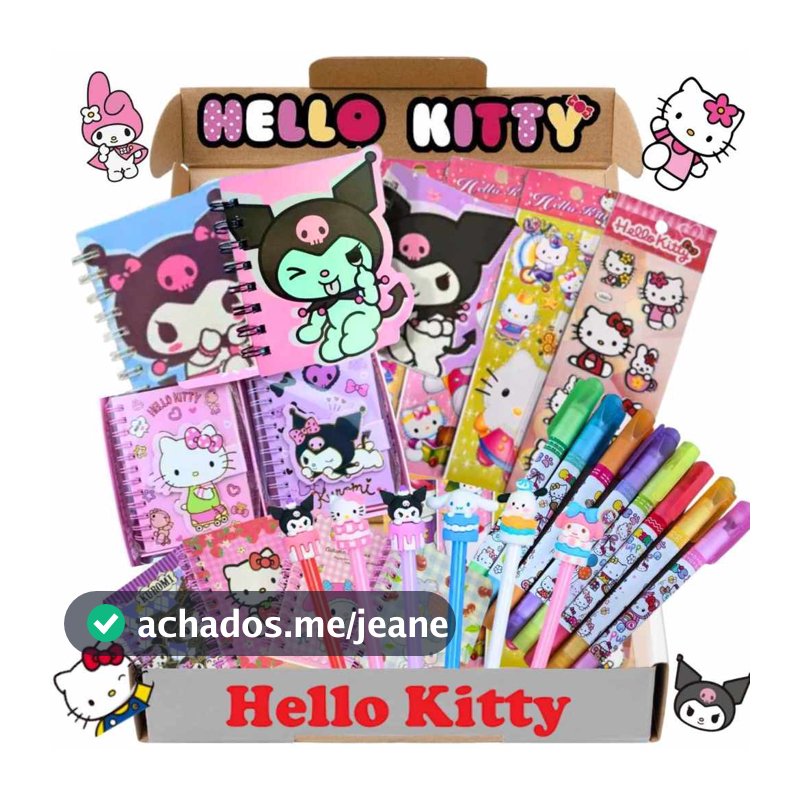 Kit Hello Kitty E Turma Sanrio Escolar Caderno Caneta Adesivos Lápis Borracha Fofo Divertido Kawaii