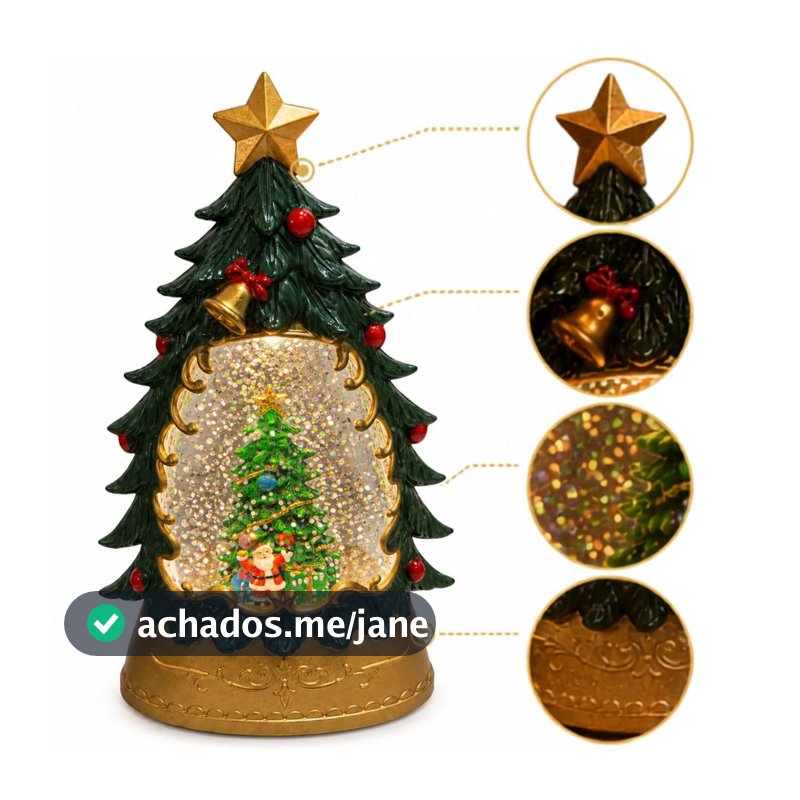 Enfeite Natalino Árvore Natal Papai Noel Luz Glitter