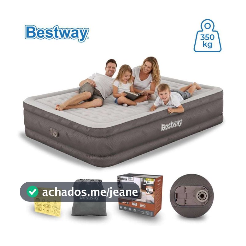 Cama Colchão Inflável Casal Até 350kg Fortech Queen Com Bomba Embutida + Bolsa Bestway
