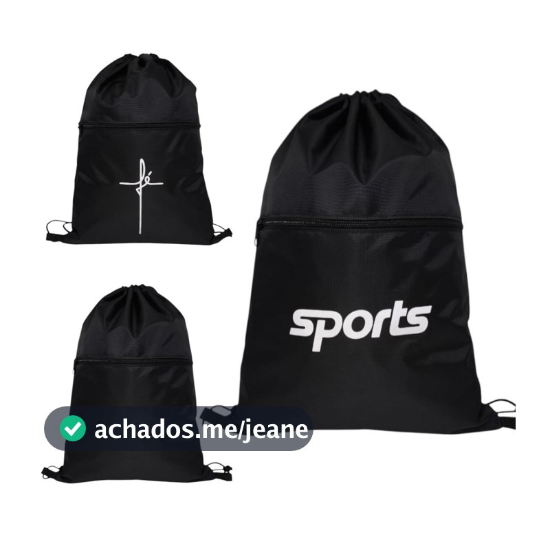 Mochila sacola esportiva academia Gym Bag unissex impermeável Fé, ESPORTS e liso