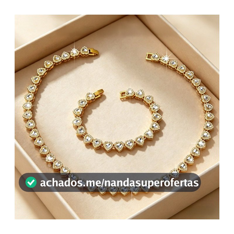Conjunto De Joias De Aço Inoxidável Com Coração , Colar E Pulseira Antimanchas , Presente De Dia Das Mães Feminino